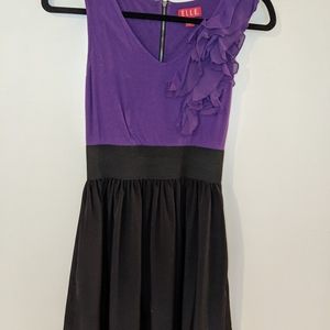 Purple and Black Ruffled Dress